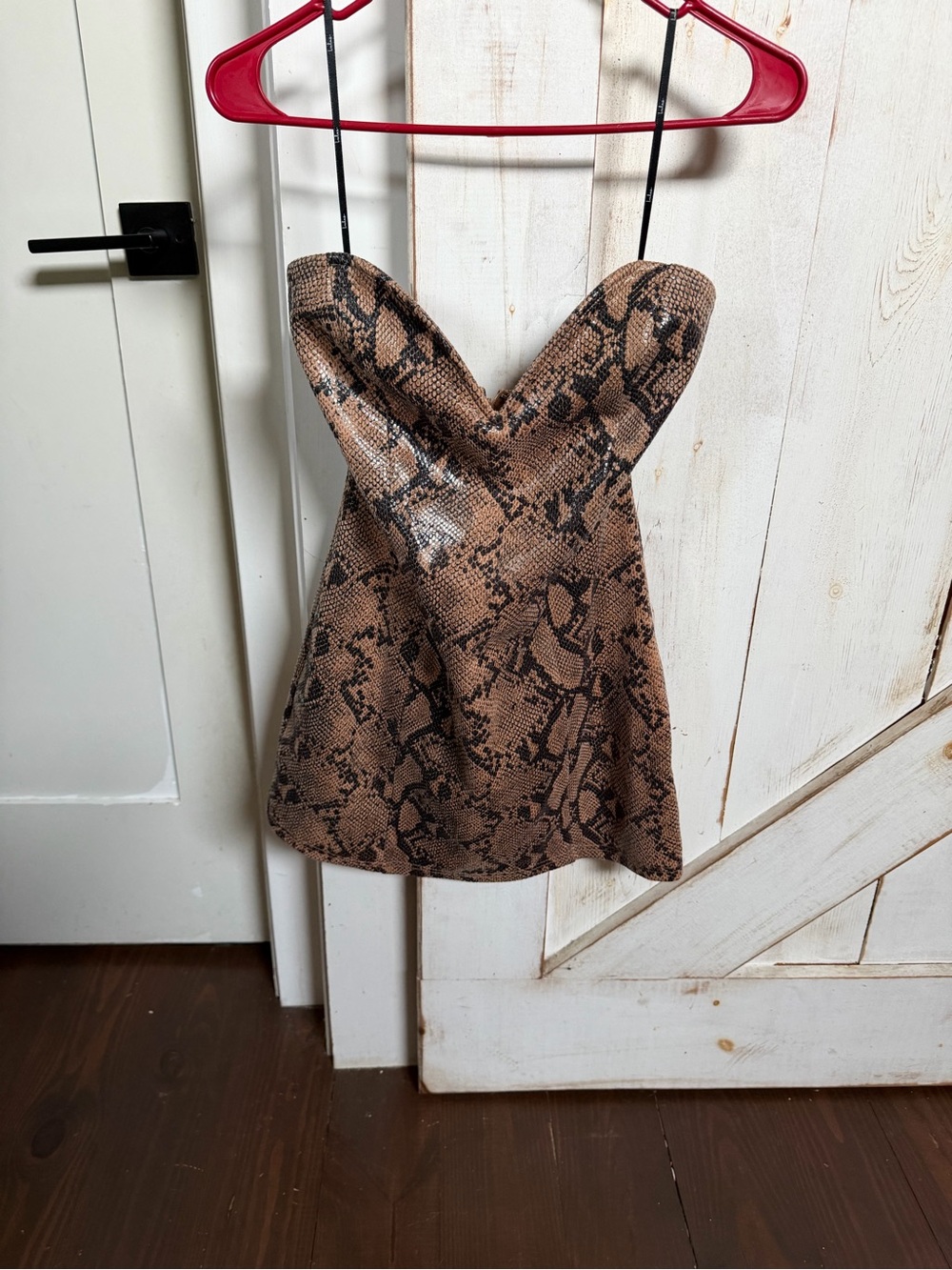 Lulu's Brown and Black Snake-Print Strapless Mini Dress 0166